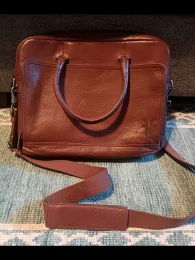 Frye Brown Leather Laptop Briefcase